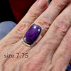 Sugilite or Luvulite Ring | Oblong Cabochon | Wide Shank | 925 Sterling Silver | Size 5.75 | Genuine S. African Natural Stone | Activate Spiritual Vision | Crystal Heart Melbourne Australia since 1986 | Prof Sugi | Mt Fuji Japan 1947 | S.Africa 1986