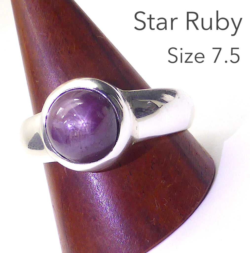 Star Ruby Ring | Genuine stone | Lovely deep red | clear star | 925 Sterling Silver | US Size 7.5  | Leo Star Stone | Crystal Heart Melbourne Australia since 1986