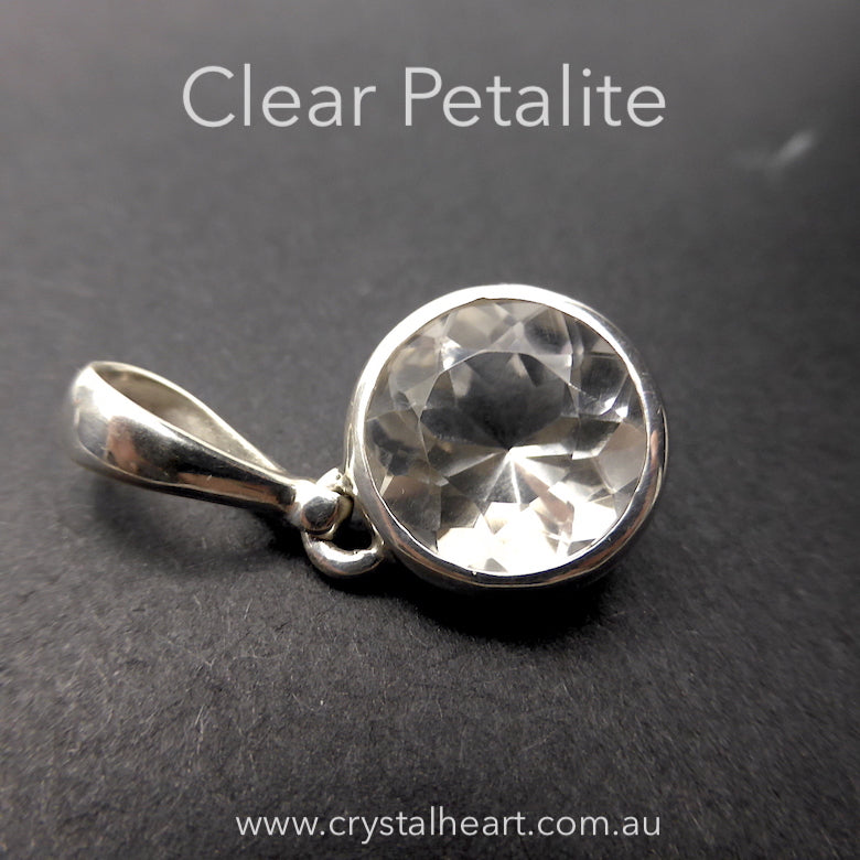 Clear Petalite Pendant | 925 Sterling Silver | Calm Heart | Dissolve Stress | Open Heart Higher Wisdom | Crystal Heart Melbourne Australia since 198