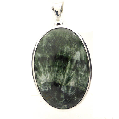 Seraphinite Pendant Oval Cabochon | 925 Sterling Silver | Clinochlore | Energise Unlobck Regenerate | Chronic Fatigue | Birthing | Crystal Heart Melbourne Australia since 1986