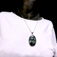 Load image into Gallery viewer, Seraphinite Pendant Oval Cabochon | 925 Sterling Silver | Clinochlore | Energise Unlobck Regenerate | Chronic Fatigue | Birthing | Crystal Heart Melbourne Australia since 1986