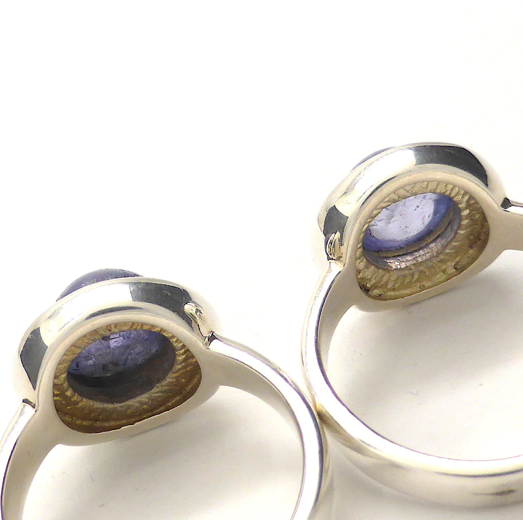 Tanzanite Ring Round Cabochon | Nice blue touch of violet | 925 Sterling Silver | Besel set | US Size 5.75, 6.75 | EU Size 51,54 | Highest Spiritual potential | Crystal Heart Melbourne Gemstones since 1986