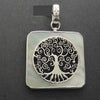 Tree Pendant Italian Design with Spiral Branches and visible roots | Set in a square Mother of Pearl Border | 925 Sterling Silver | Growth Abundance Creativity Grounding | Crystal Heart Melbourne Australia Unique Stones & Silver since 1986