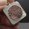 Tree Pendant Italian Design with Spiral Branches and visible roots | Set in a square Mother of Pearl Border | 925 Sterling Silver | Growth Abundance Creativity Grounding | Crystal Heart Melbourne Australia Unique Stones & Silver since 1986