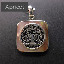 Load image into Gallery viewer, Tree Pendant Italian Design with Spiral Branches and visible roots | Set in a square Mother of Pearl Border | 925 Sterling Silver | Growth Abundance Creativity Grounding | Crystal Heart Melbourne Australia Unique Stones &amp; Silver since 1986