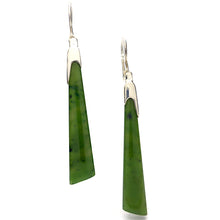 Load image into Gallery viewer, Earrings NZ Nephrite Jade | 925 sterling Silver | Elegant long tapering stones | Libra Star Stone | Crystal Heart Melbourne Australia since 1986