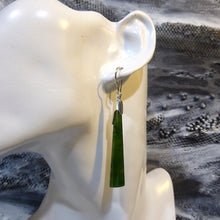 Load image into Gallery viewer, Earrings NZ Nephrite Jade | 925 sterling Silver | Elegant long tapering stones | Libra Star Stone | Crystal Heart Melbourne Australia since 1986