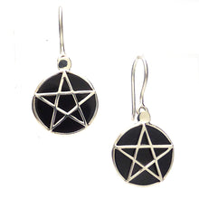 Load image into Gallery viewer, Silver Pentacle on Black Onyx Disc | Pendant and Earrings | 925 Sterling Silver | Wisdom Protection  Harmony &amp; Power | Crystal Heart Melbourne Australia since 1986