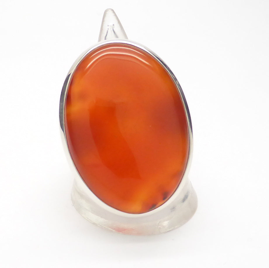 Carnelian Cabochon Ring | 925 Sterling Silver | US Size 9 | Simple Strong Setting | Consistent Color | Creativity Focus | Cancer Leo Taurus | Crystal Heart since 1986
