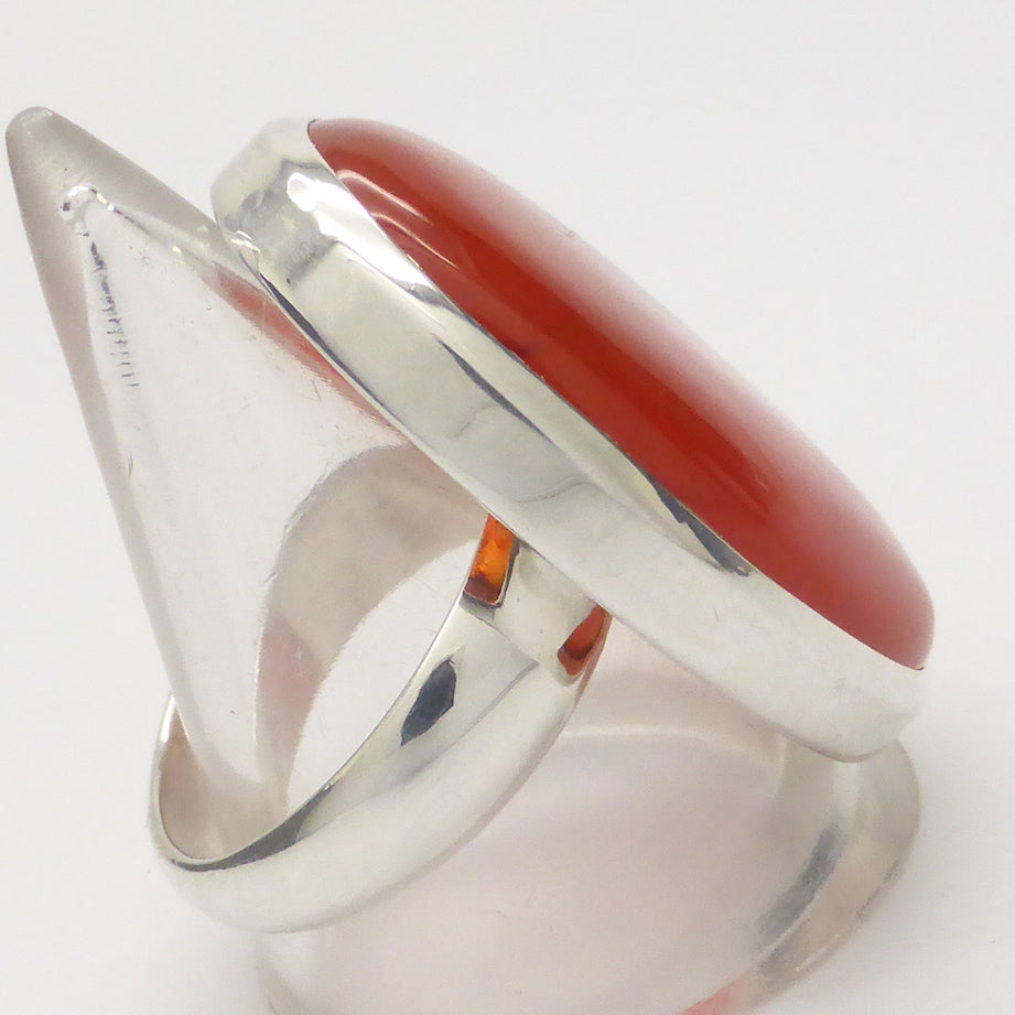 Carnelian Cabochon Ring | 925 Sterling Silver | US Size 9 | Simple Strong Setting | Consistent Color | Creativity Focus | Cancer Leo Taurus | Crystal Heart since 1986