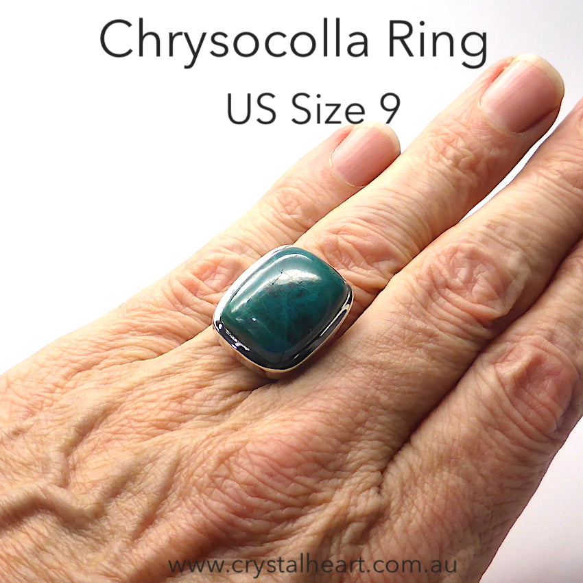  Chrysocolla Cabochon | US Size 9 | 925 Sterling Silver | reduced price | Crystal Heart Melbourne Australia since 1986