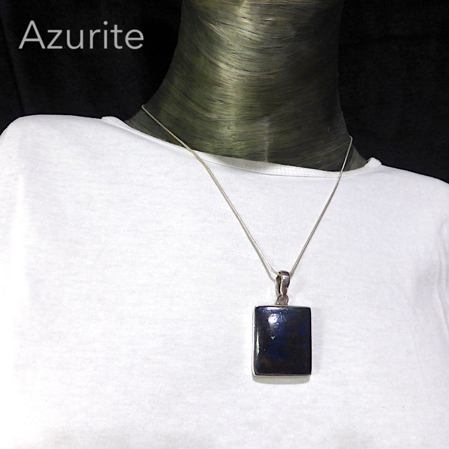 Azurite with Cuprite Pendant | Cabochon Square | 925 Sterling Silver | Spiritual insight grounded relaxed activating | Sagittarius Stone | Crystal Heart Melbourne  1986