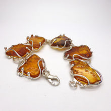 Load image into Gallery viewer, Baltic Amber Bracelet, genuine, Large Freeform Nuggets | 925 Sterling Silver | Cage Setting  | Natural Stone | Crystal Heart Melbourne Australia since 1986