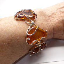 Load image into Gallery viewer, Baltic Amber Bracelet, genuine, Large Freeform Nuggets | 925 Sterling Silver | Cage Setting  | Natural Stone | Crystal Heart Melbourne Australia since 1986