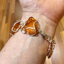 Load image into Gallery viewer, Baltic Amber Bracelet, genuine, Large Freeform Nuggets | 925 Sterling Silver | Cage Setting  | Natural Stone | Crystal Heart Melbourne Australia since 1986