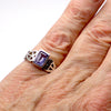 Amethyst Ring | Faceted Emerald Cut | 925 Silver | Celtic Heart Detail | Dainty Elegance | US Size 6 | 7 | 8 | 9 | Genuine gems from Crystal Heart Australia since 1986