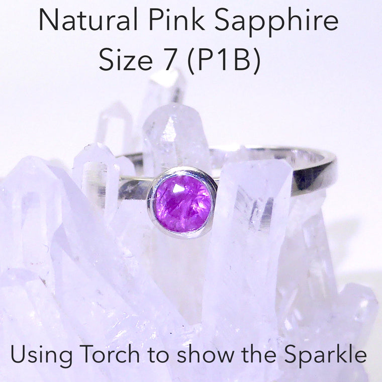 Sapphire Ring, Natural Pink, 925 Silver ~  p1B,C