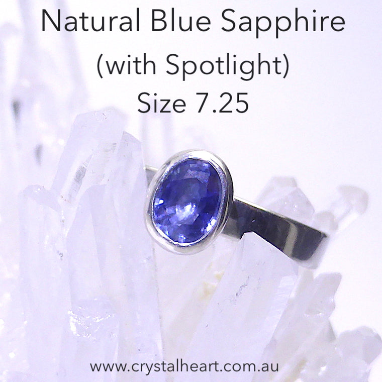 Sapphire Ring, Natural Blue Oval, 925 Silver ~ p2