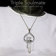 Load image into Gallery viewer, Soulmate Twin Quartz Crystal Pendant | Double Terminated | Triple Soulmate | 925 Sterling Silver  | Inner and outer Integration | Higher connection | Creativity | New Projects | Crystal Heart Melbourne Australia since 1986