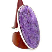 Load image into Gallery viewer, Charoite Ring Oval Cabochon | 925 Sterling silver | Adjustable Size 7,8,9 | Awaken Spiritual Powers | Courage on the Path | Genuine Gemstones from Crystal Heart Melbourne Australia since 1986