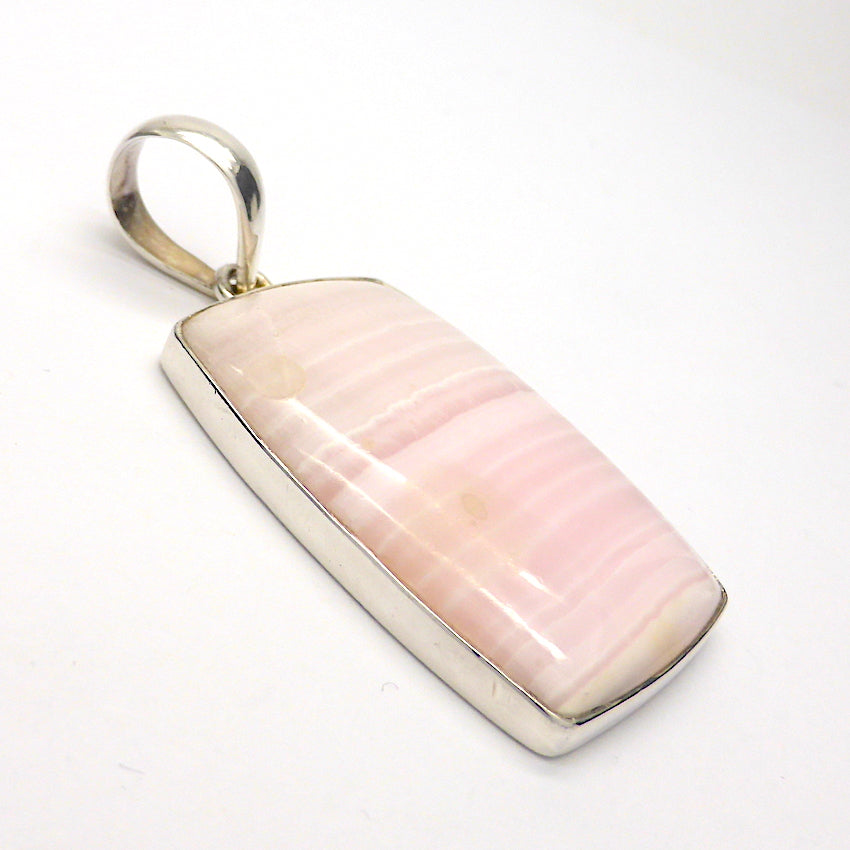 Mangano Calcite Oblong Cabochon set in 925 Sterling Silver | Soft Pink with Vanilla Veins | Perfect Heart Healing, especially grief and Trauma | Speeds Recovery | Genuine Gemstones from Crystal Heart Melbourne Australia since 1986