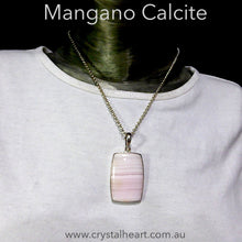 Load image into Gallery viewer, Mangano Calcite Oblong Cabochon set in 925 Sterling Silver | Soft Pink with Vanilla Veins | Perfect Heart Healing, especially grief and Trauma | Speeds Recovery | Genuine Gemstones from Crystal Heart Melbourne Australia since 1986