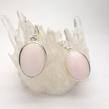 Load image into Gallery viewer, Mangano Calcite Oval Earrings | 925 Sterling Silver Setting | Hooks | Soft Pink with Vanilla Veins | Perfect Heart Healing, especially grief and Trauma | Genuine Gemstones from Crystal Heart Melbourne Australia since 1986