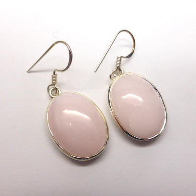 Mangano Calcite Oval Earrings | 925 Sterling Silver Setting | Hooks | Soft Pink with Vanilla Veins | Perfect Heart Healing, especially grief and Trauma | Genuine Gemstones from Crystal Heart Melbourne Australia since 1986
