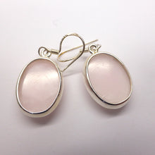 Load image into Gallery viewer, Mangano Calcite Oval Earrings | 925 Sterling Silver Setting | Hooks | Soft Pink with Vanilla Veins | Perfect Heart Healing, especially grief and Trauma | Genuine Gemstones from Crystal Heart Melbourne Australia since 1986