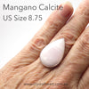 Mangano Calcite Ring | Oblong Canochon | 925 Sterling Silver Setting | US Size 8.75 | AUS Size R | Soft Pink with Vanilla Veins | Perfect Heart Healing, especially grief and Trauma | Aids recovery from stress | Genuine Gemstones from Crystal Heart Melbourne Australia since 1986