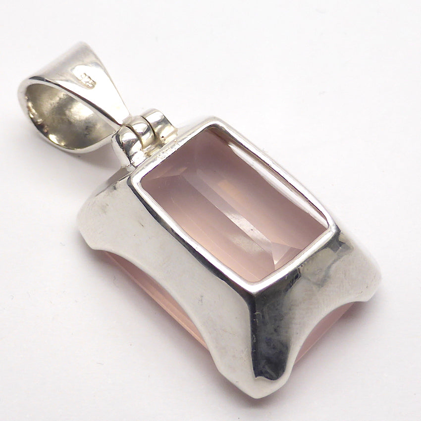 Rose Quartz Pendant | Faceted emerald Cut | Gem Quality ~ Flawless consistent Colour | 925 Sterling Silver | Star Stone Taurus Libra | Genuine Gemstones from Crystal Heart Melbourne since 1986