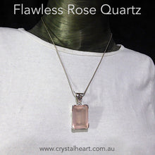 Load image into Gallery viewer, Rose Quartz Pendant | Faceted emerald Cut | Gem Quality ~ Flawless consistent Colour | 925 Sterling Silver | Star Stone Taurus Libra | Genuine Gemstones from Crystal Heart Melbourne since 1986