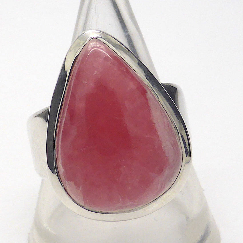 Rhodochrosite Ring | Teardrop Cab | Besel Set with generous band |  925 Silver | US size 9 | Passionate Heart | Loving Dream realisation | Scorpio Leo | Genuine Gems from Crystal Heart Australia 1986