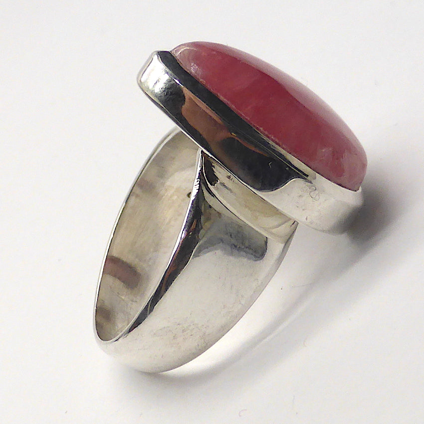 Rhodochrosite Ring | Teardrop Cab | Besel Set with generous band |  925 Silver | US size 9 | Passionate Heart | Loving Dream realisation | Scorpio Leo | Genuine Gems from Crystal Heart Australia 1986