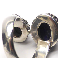Load image into Gallery viewer, Larimar Ring ~ Two Cabochons in Ancient Celtic setting |  925 Silver | US size 8 or 10 | AUS Size P.5 or T.5 | Nurture Emotional Freedom | Genuine Gems from Crystal Heart Melbourne Australia since 1986