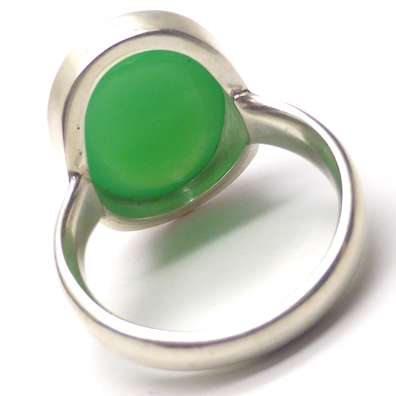 Chrysoprase Ring | Oval Cabochon | 925 Sterling Silver | US Size 7, AUS size N1/2 | Perfect Apple Green | AKA Australian Jade | Empowering healer | Genuine Gemstones from Crystal Heart Melbourne Australia since 1986