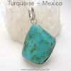Turquoise Pendant | Raw Mexican Nugget | 925 Sterling Silver | Italian Design | Besel Set with oblong bail | Genuine Gems from Crystal Heart Melbourne since 1986