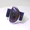 Ammolite Ring Freeform Cabochon | 925 Sterling Silver | Iridescent Fossil Ammonite from Canada with Opalescent appearance | Canadian Gemstone | Postmodern design | Genuine gems from Crystal Heart Melbourne Australia since 1986