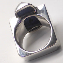 Load image into Gallery viewer, Lapis Lazuli Ring | Postmodern Unisex Design | Geometry as Art | 925 Sterling Silver | US Size 7, AUS N 1/2 | Genuine gems from Crystal Heart Melbourne Australia since 1986