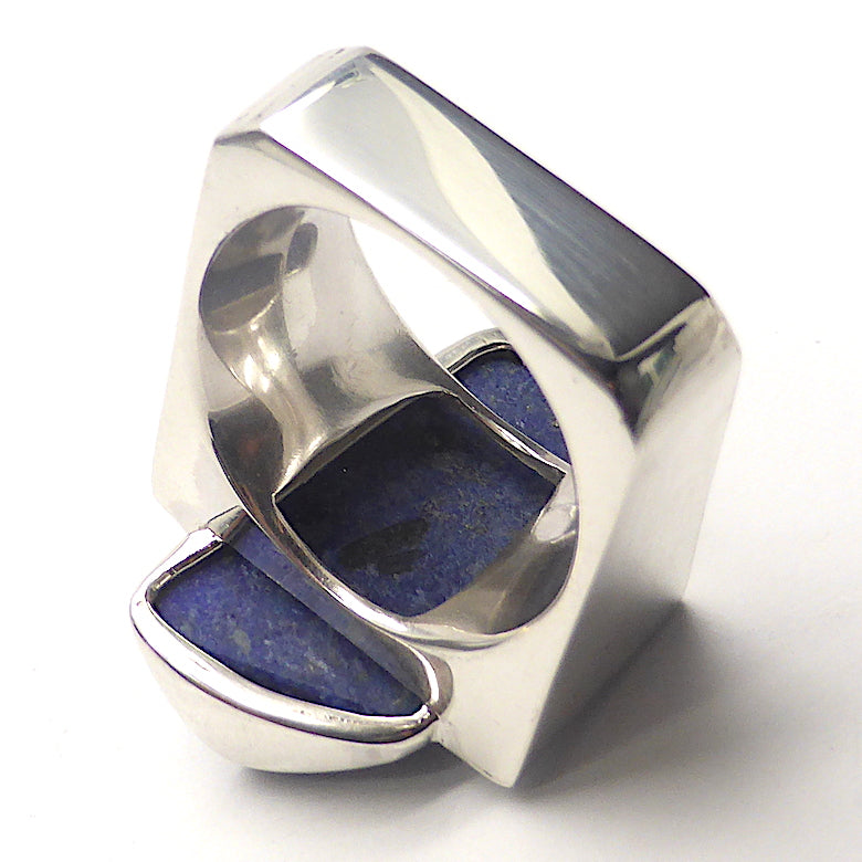 Lapis Lazuli Ring | Postmodern Unisex Design | Geometry as Art | 925 Sterling Silver | US Size 7, AUS N 1/2 | Genuine gems from Crystal Heart Melbourne Australia since 1986