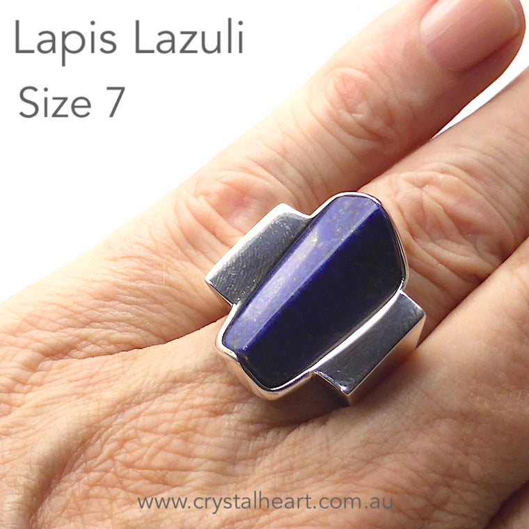Lapis Lazuli Ring, Postmodern Unisex Design, 925 Silver f1
