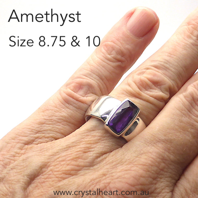 Amethyst Ring, Faceted Rectangle, 925 Silver, f2