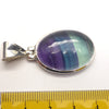Fluorite Pendant | Oval Cabochon | 925 Sterling Silver | Natural waves Blue Green & Purple | Bezel set, hinged and shaped Bail | Study | Pisces, Capricorn | Crystal Heart Melbourne Australia since 1986