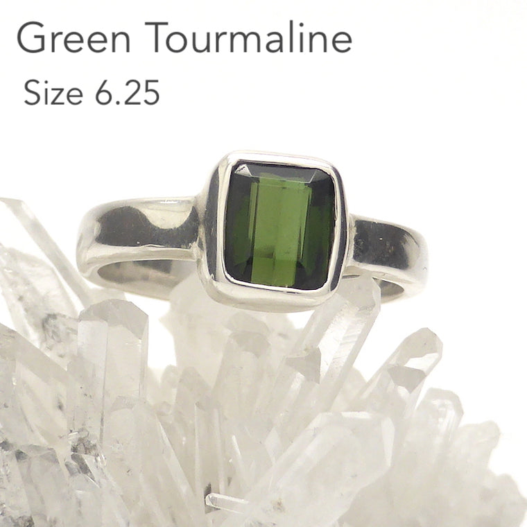 Tourmaline Ring, Green, 925 Silver, kt2
