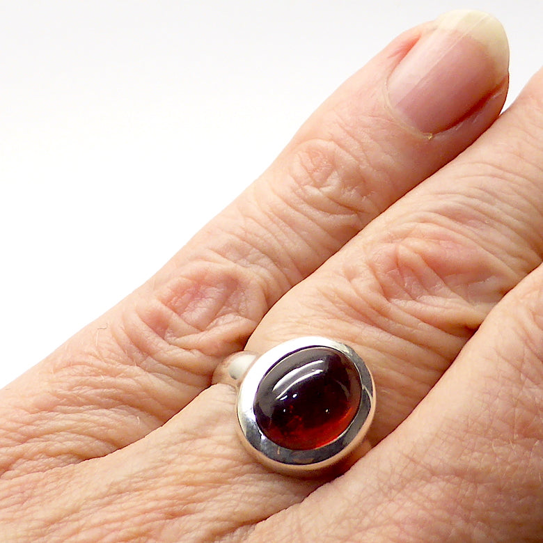 Garnet and store silver ring