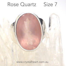 Load image into Gallery viewer, Rose Quartz Gemstone Ring | Faceted Oval | Madagascar | Deep Delicate Gemmy Pink | Wide Band | 925 Sterling Silver | US Size 7 | AUS Size N 1/2 | Star Stone Taurus Libra  | Genuine Gemstones from Crystal Heart Melbourne since 1986 