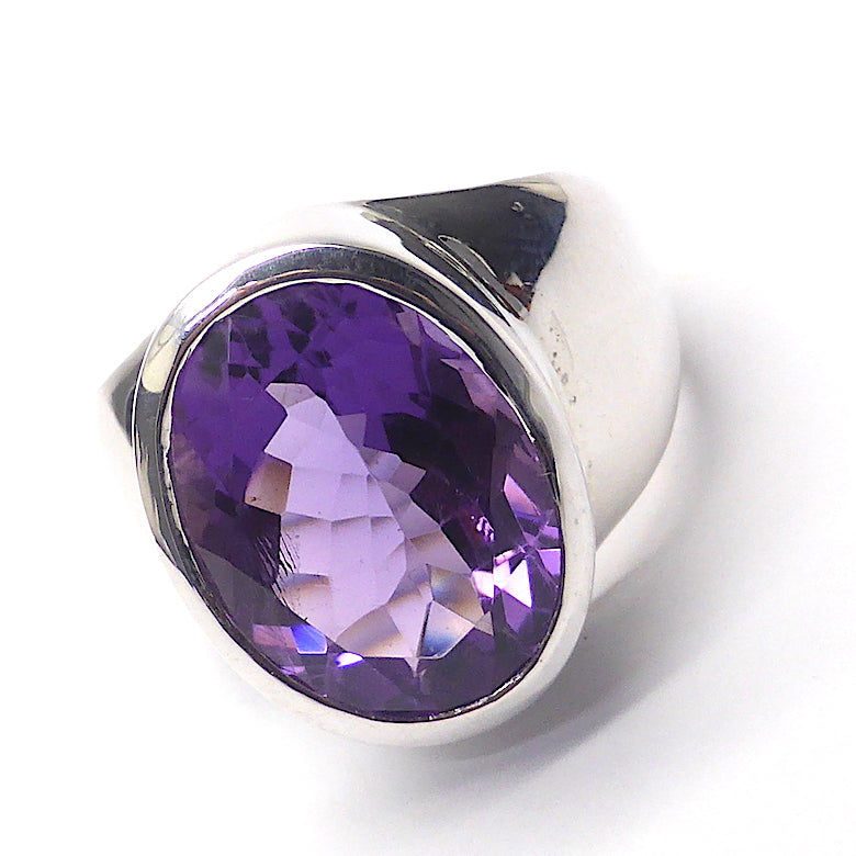 Brazilian Amethyst Ring | Faceted Oval | Beautiful deep violet flame purple | 925 Sterling silver | US size 7 | AUS N 1/2 | Genuine Gems from Crystal Heart Melbourne Australia since 1986