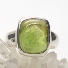 Load image into Gallery viewer, Green Tourmaline Ring | Oblong Cabochon | 925 Sterling Silver  | US Size 7 | AUS Size N1/2 | Energise unblock the Heart | Leo Scorpio Sagittarius Star stone | Genuine Gems from Crystal Heart Australia since 1986