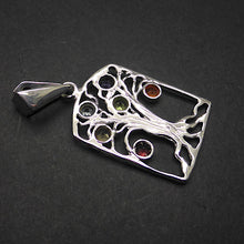 Load image into Gallery viewer, Chakra Gemstone Pendant, Tree of Life | 925 Sterling Silver | Faceted Round Stones | Garnet, Carnelian, Citrine, Peridot, Water Sapphire, Blue Topaz and Amethyst | Genuine Gems from Crystal Heart Melbourne Australia since 1986