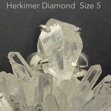 Load image into Gallery viewer, Ring Tibetan Herkimer Diamond | Claw set | 925 Sterling Silver | US Size 5 | AUS Size J1/2 | Genuine Gems from Crystal Heart Melbourne Australia since 1986